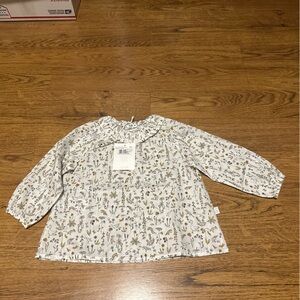 Il Gufo White Floral duck animal Kids Top long sleeve size 4M NWT
